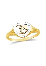 ravishing 15 years heart three tone gold baby ring